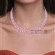 4 - Gracelyn 2.20 mm Round Lab Grown Diamond and Pink Sapphire Adjustable Tennis Necklace 