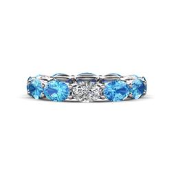 Madison x Oval Diamond and Blue Topaz Eternity Band Oval Diamond and Blue Topaz ctw set in gorgeous drape like basket setting eternity stackable ring K White Gold