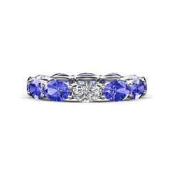 Madison x Oval Diamond and Tanzanite Eternity Band Oval Diamond and Tanzanite ctw set in gorgeous drape like basket setting eternity stackable ring K White Gold