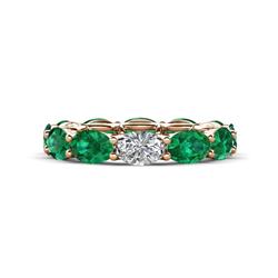 Madison x Oval Diamond and Emerald Eternity Band Oval Diamond and Emerald ctw set in gorgeous drape like basket setting eternity stackable ring K Rose Gold