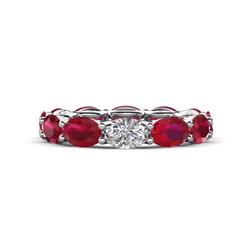 Madison x Oval Diamond and Ruby Eternity Band Oval Diamond and Ruby ctw set in gorgeous drape like basket setting eternity stackable ring K White Gold