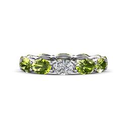Madison x Oval Diamond and Peridot Eternity Band Oval Diamond and Peridot ctw set in gorgeous drape like basket setting eternity stackable ring Platinum