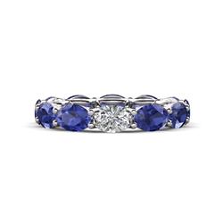 Madison x Oval Diamond and Iolite Eternity Band Oval Diamond and Iolite ctw set in gorgeous drape like basket setting eternity stackable ring K White Gold