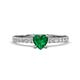 1 - Aurin 6.00 mm Heart Lab Created Emerald and Round Diamond Engagement Ring 