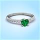 3 - Aurin 6.00 mm Heart Lab Created Emerald and Round Diamond Engagement Ring 