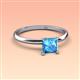 3 - Elodie 6.00 mm Princess Blue Topaz Solitaire Engagement Ring 