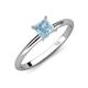 4 - Elodie 6.00 mm Princess Aquamarine Solitaire Engagement Ring 