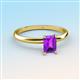 3 - Elodie 7x5 mm Emerald Cut Amethyst Solitaire Engagement Ring 