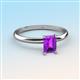 3 - Elodie 7x5 mm Emerald Cut Amethyst Solitaire Engagement Ring 