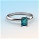 3 - Elodie 7x5 mm Emerald Cut London Blue Topaz Solitaire Engagement Ring 