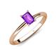 4 - Elodie 7x5 mm Emerald Cut Amethyst Solitaire Engagement Ring 