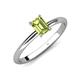 4 - Elodie 7x5 mm Emerald Cut Peridot Solitaire Engagement Ring 