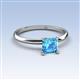 3 - Elodie 6.00 mm Asscher Cut Blue Topaz Solitaire Engagement Ring 