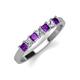 3 - Erica 3.00 mm Princess Cut Amethyst and Lab Grown Diamond 7 Stone Wedding Band 