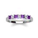 4 - Erica 3.00 mm Princess Cut Amethyst and Lab Grown Diamond 7 Stone Wedding Band 