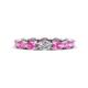 1 - Madison 5x3 mm Oval Forever One Moissanite and Pink Sapphire Eternity Band 