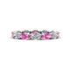 1 - Madison 5x3 mm Oval Forever One Moissanite and Pink Sapphire Eternity Band 