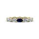 1 - Madison 5x3 mm Oval Forever One Moissanite and Blue Sapphire Eternity Band 