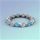 5 - Madison 5x3 mm Oval Forever Brilliant Moissanite and Blue Topaz Eternity Band 