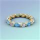 3 - Madison 5x3 mm Oval Forever Brilliant Moissanite and Blue Topaz Eternity Band 