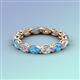 3 - Madison 5x3 mm Oval Forever Brilliant Moissanite and Blue Topaz Eternity Band 