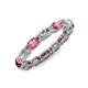 4 - Madison 5x3 mm Oval Forever Brilliant Moissanite and Pink Tourmaline Eternity Band 