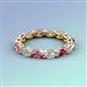 3 - Madison 5x3 mm Oval Forever Brilliant Moissanite and Pink Tourmaline Eternity Band 