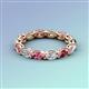 5 - Madison 5x3 mm Oval Forever Brilliant Moissanite and Pink Tourmaline Eternity Band 