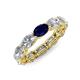 4 - Madison 6x4 mm Oval Diamond and Blue Sapphire Eternity Band 