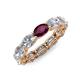 4 - Madison 6x4 mm Oval Diamond and Rhodolite Garnet Eternity Band 