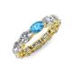 4 - Madison 6x4 mm Oval Diamond and Blue Topaz Eternity Band 