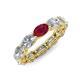 4 - Madison 6x4 mm Oval Diamond and Ruby Eternity Band 