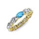 4 - Madison 6x4 mm Oval Lab Grown Diamond and Blue Topaz Eternity Band 