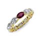 4 - Madison 6x4 mm Oval Lab Grown Diamond and Rhodolite Garnet Eternity Band 