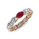 4 - Madison 6x4 mm Oval Lab Grown Diamond and Ruby Eternity Band 