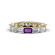 1 - Beverly 5x3 mm Emerald Cut Natural Diamond and Amethyst Eternity Band 