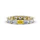 1 - Beverly 5x3 mm Emerald Cut Natural Diamond and Yellow Sapphire Eternity Band 