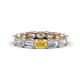 1 - Beverly 5x3 mm Emerald Cut Natural Diamond and Yellow Sapphire Eternity Band 