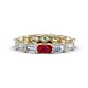 1 - Beverly 5x3 mm Emerald Cut Natural Diamond and Ruby Eternity Band 