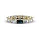 1 - Beverly 5x3 mm Emerald Cut Natural Diamond and London Blue Topaz Eternity Band 