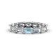 1 - Beverly 5x3 mm Emerald Cut Natural Diamond and Aquamarine Eternity Band 