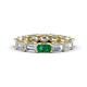 1 - Beverly 5x3 mm Emerald Cut Natural Diamond and Emerald Eternity Band 