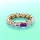 3 - Beverly 5x3 mm Emerald Cut Natural Diamond and Amethyst Eternity Band 