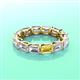 3 - Beverly 5x3 mm Emerald Cut Natural Diamond and Yellow Sapphire Eternity Band 