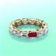 3 - Beverly 5x3 mm Emerald Cut Natural Diamond and Ruby Eternity Band 