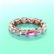 3 - Beverly 5x3 mm Emerald Cut Natural Diamond and Pink Sapphire Eternity Band 