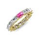 4 - Beverly 5x3 mm Emerald Cut Natural Diamond and Pink Sapphire Eternity Band 
