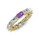 4 - Beverly 5x3 mm Emerald Cut Natural Diamond and Amethyst Eternity Band 