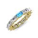 4 - Beverly 5x3 mm Emerald Cut Natural Diamond and Blue Topaz Eternity Band 
