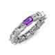 4 - Beverly 5x3 mm Emerald Cut Natural Diamond and Amethyst Eternity Band 